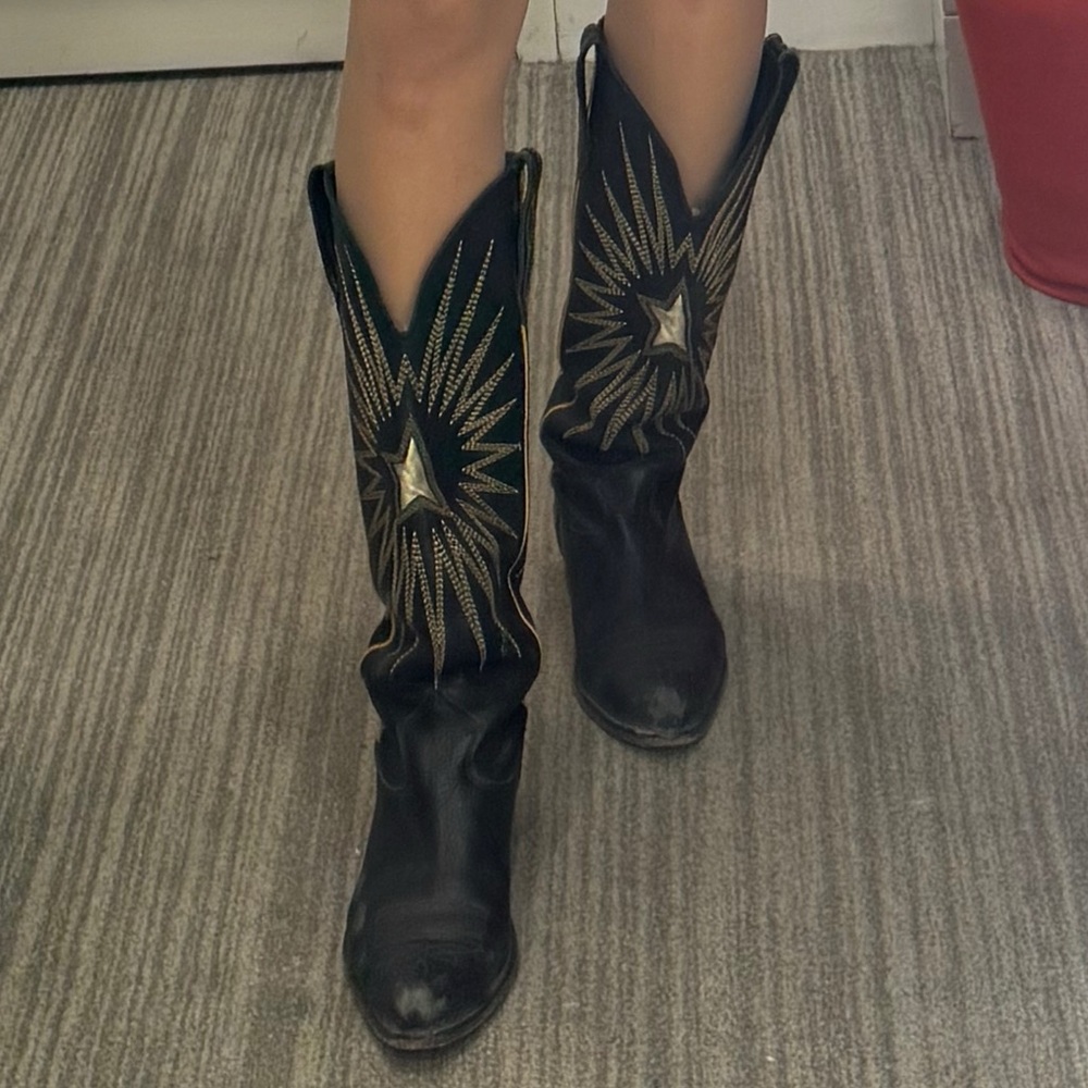 GOLDEN GOOSE Cowboy boots black gold 9.5 - Picture 6 of 9